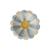 Ceramic Flower Dipping Bowl with Blue Hand Painted Stripes