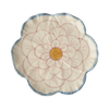 Ceramic Flower Shaped Side Plate with Blue Border