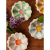 Ceramic Flower Dipping Bowl with Lavender Hand Painted Stripes