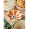 Ceramic Flower Dipping Bowl with Orange Hand Painted Stripes