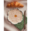 Ceramic Flower Shaped Side Plate with Blue Border