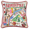North Pole City Hand-Embroidered Pillow