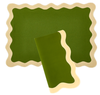 Hampton Moss Green & Tan Trim Placemat & Napkin (Set of 4)