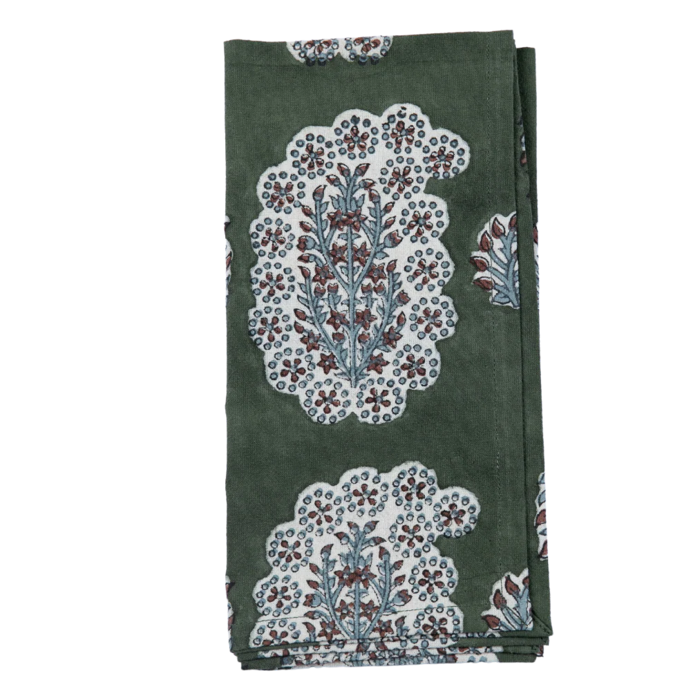Olive Grove Block Print Table Linens