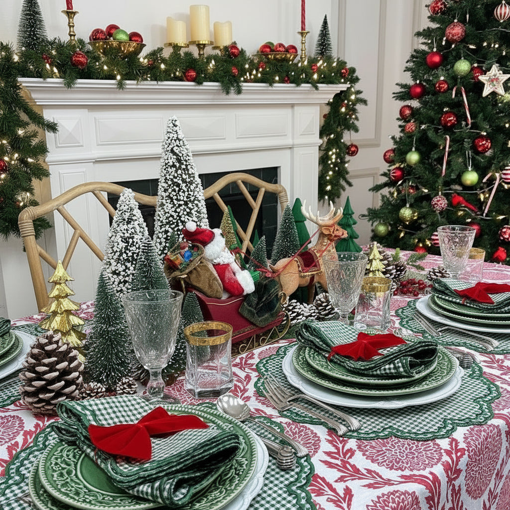Red, Flowers & Vines - Tablecloth