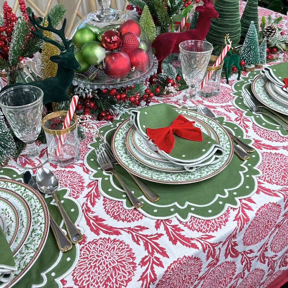 Red, Flowers & Vines - Tablecloth