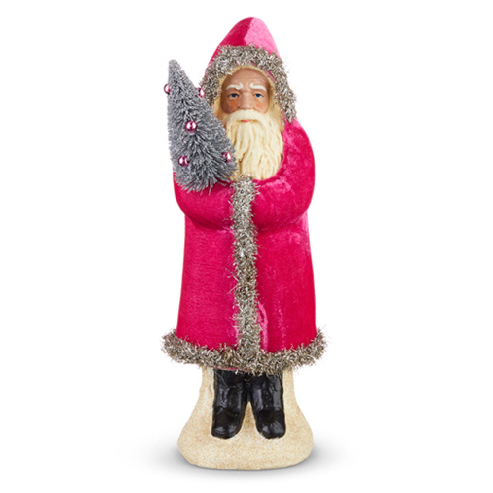 Pink Velvet Belsnickel Santa Figure