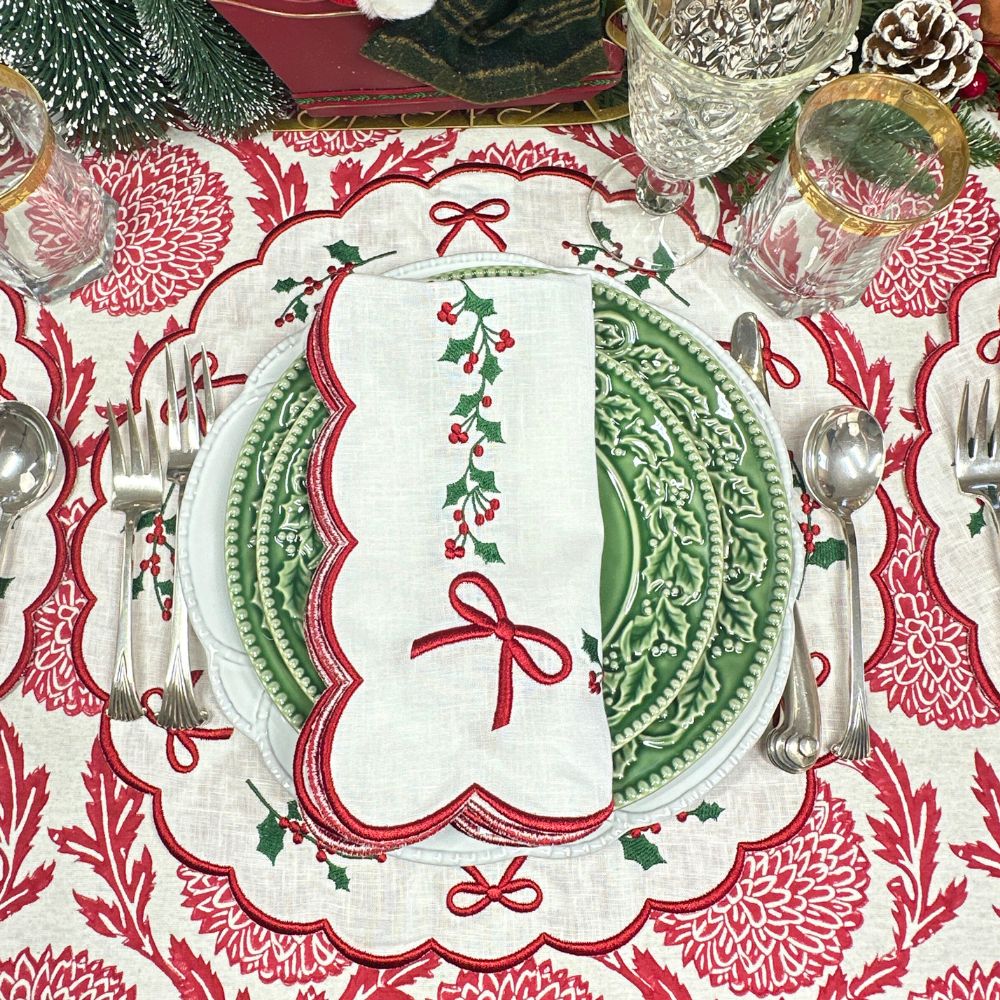 Red, Flowers & Vines - Tablecloth