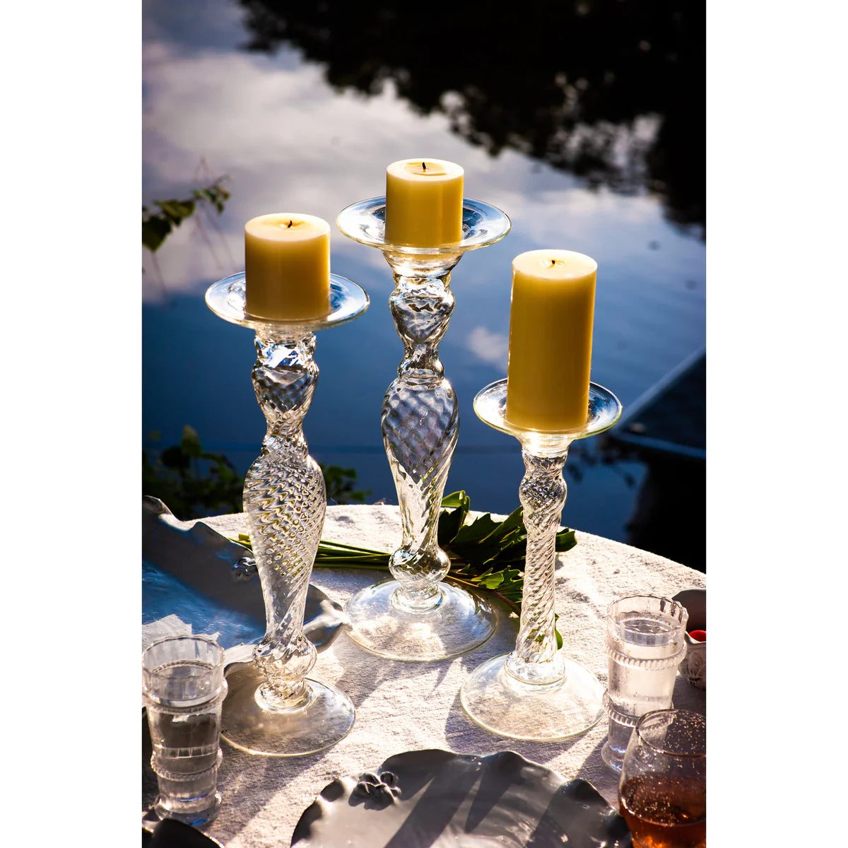 Stella Handblown Glass Candlestick