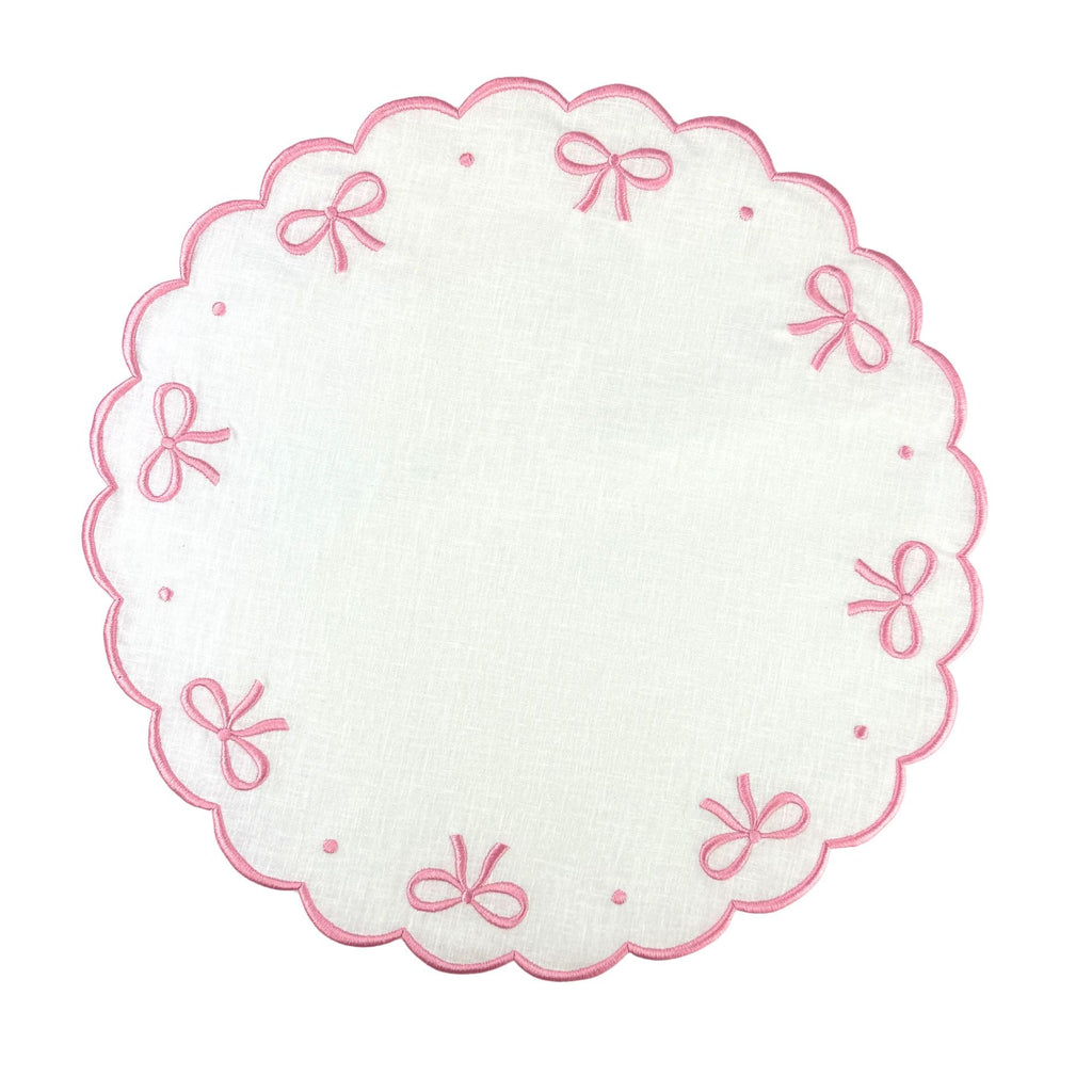 Studio Collection: Juliet Bows Placemats - White/Pink (Set of 4)