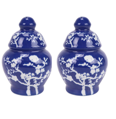 Navy Cherry Blossom Salt & Pepper Shaker