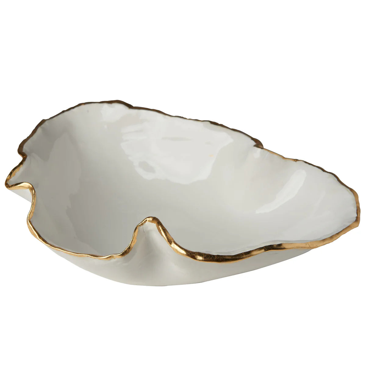 Atelier Free Form Bowl, White with Gold Trim