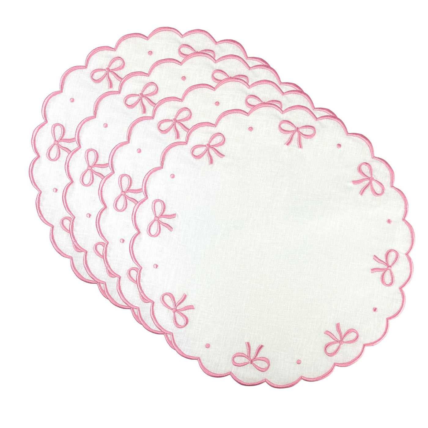 Studio Collection: Juliet Bows Placemats - White/Pink (Set of 4)