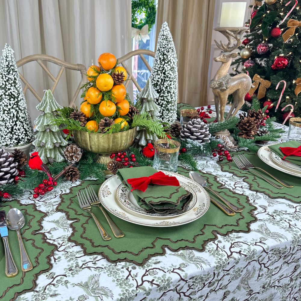 Sage Toile de Jouy Birds - Tablecloth