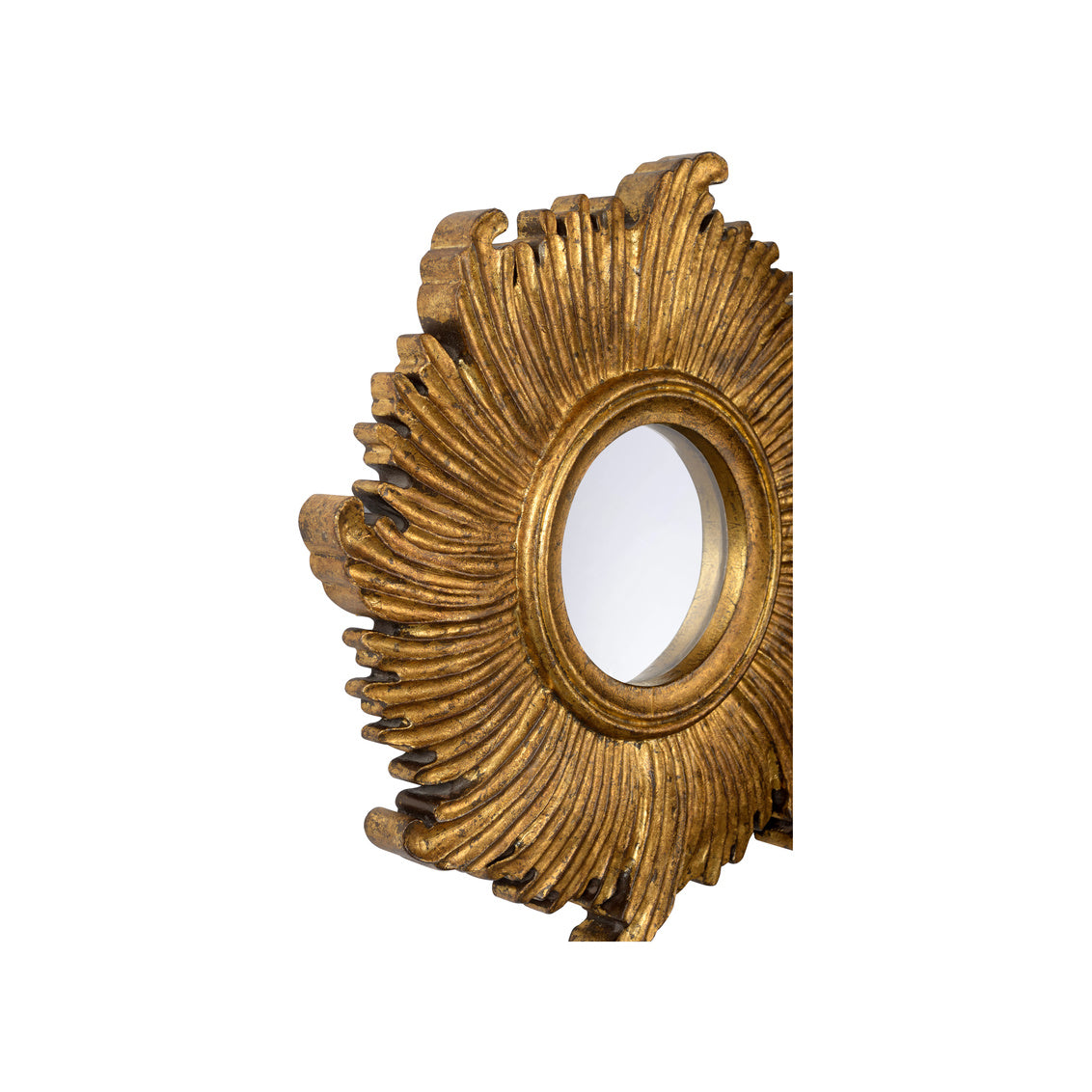 The Solene Mirror – Hand-Carved Round in Antique Gold