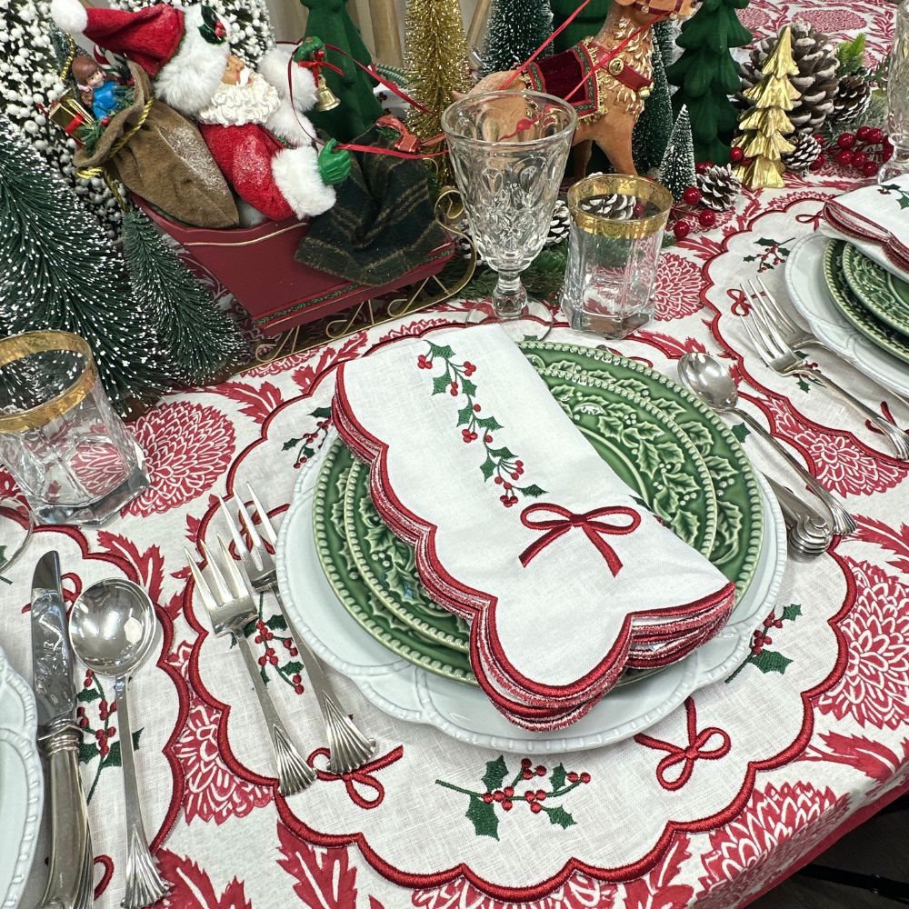 Red, Flowers & Vines - Tablecloth