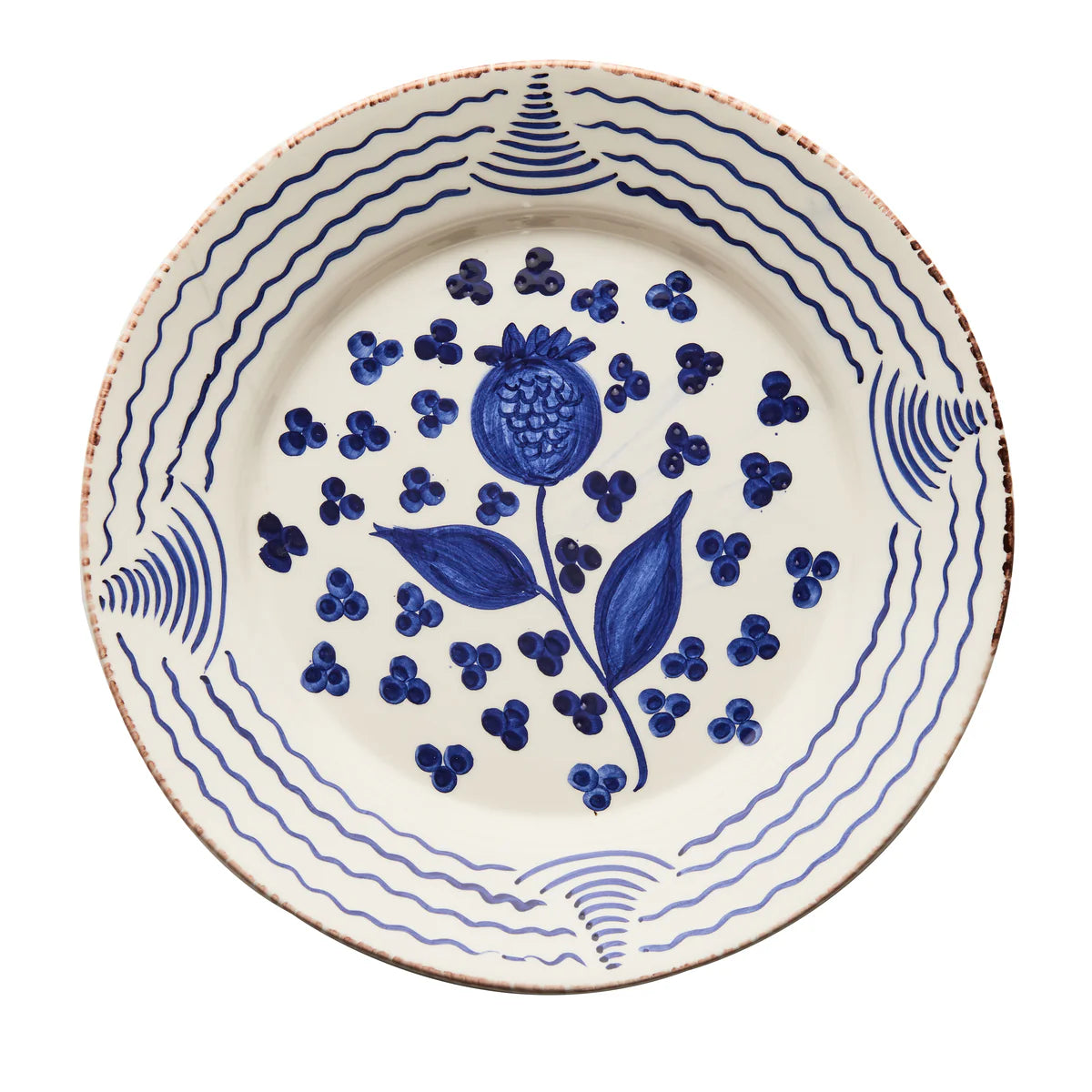 Madeira Dinner Plate – Pomegranate & Waves (Blue & White)