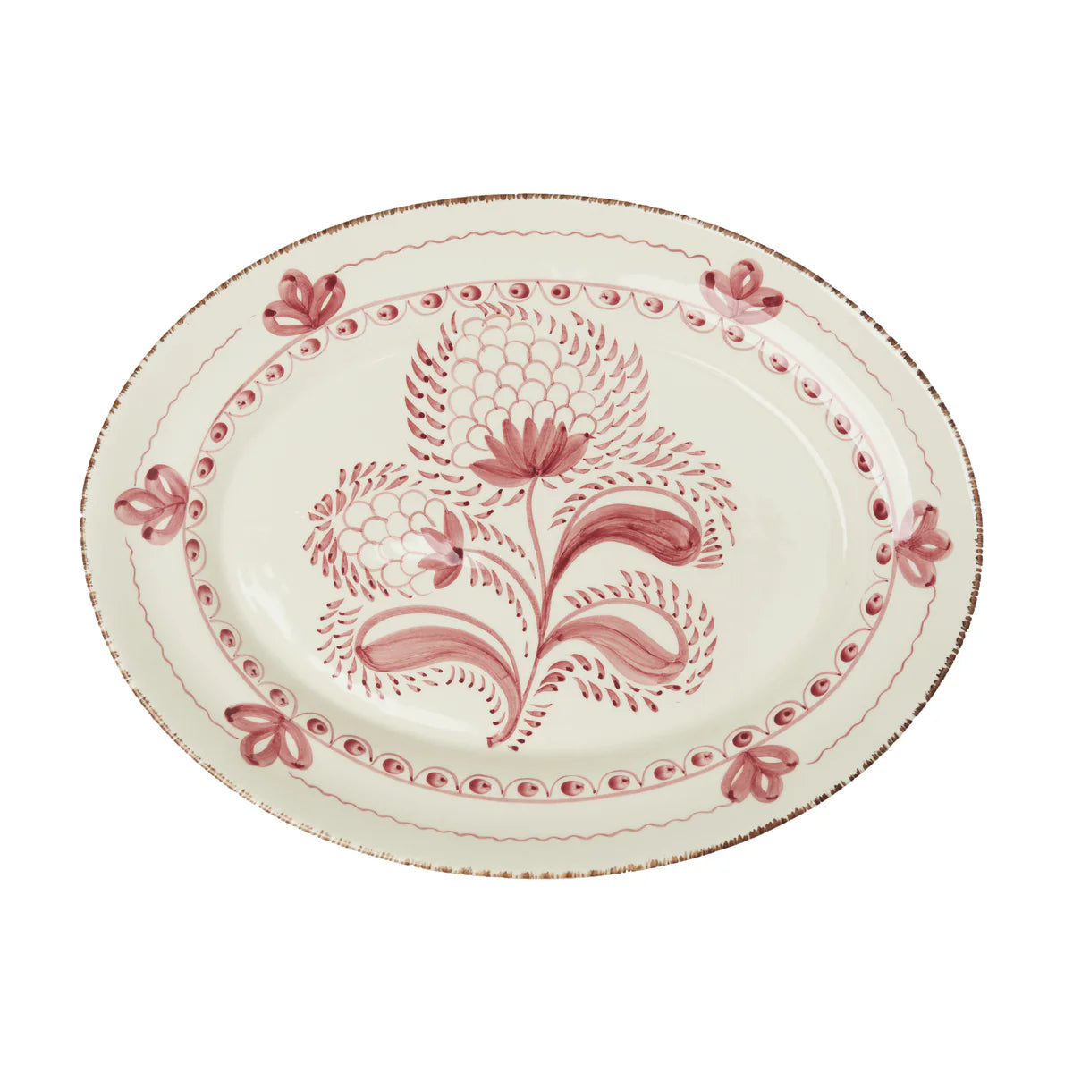 Madeira Platter – Floral Motif (Pink & White)
