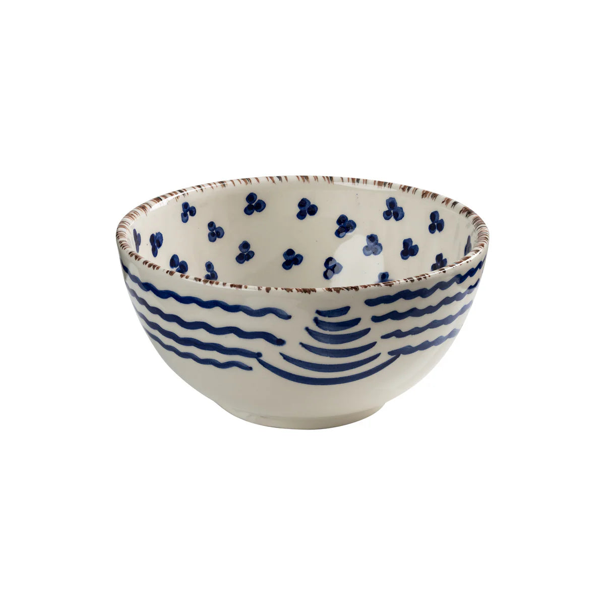 Madeira Wide Bowls – Pomegranate & Waves (Blue & White), Set of 2