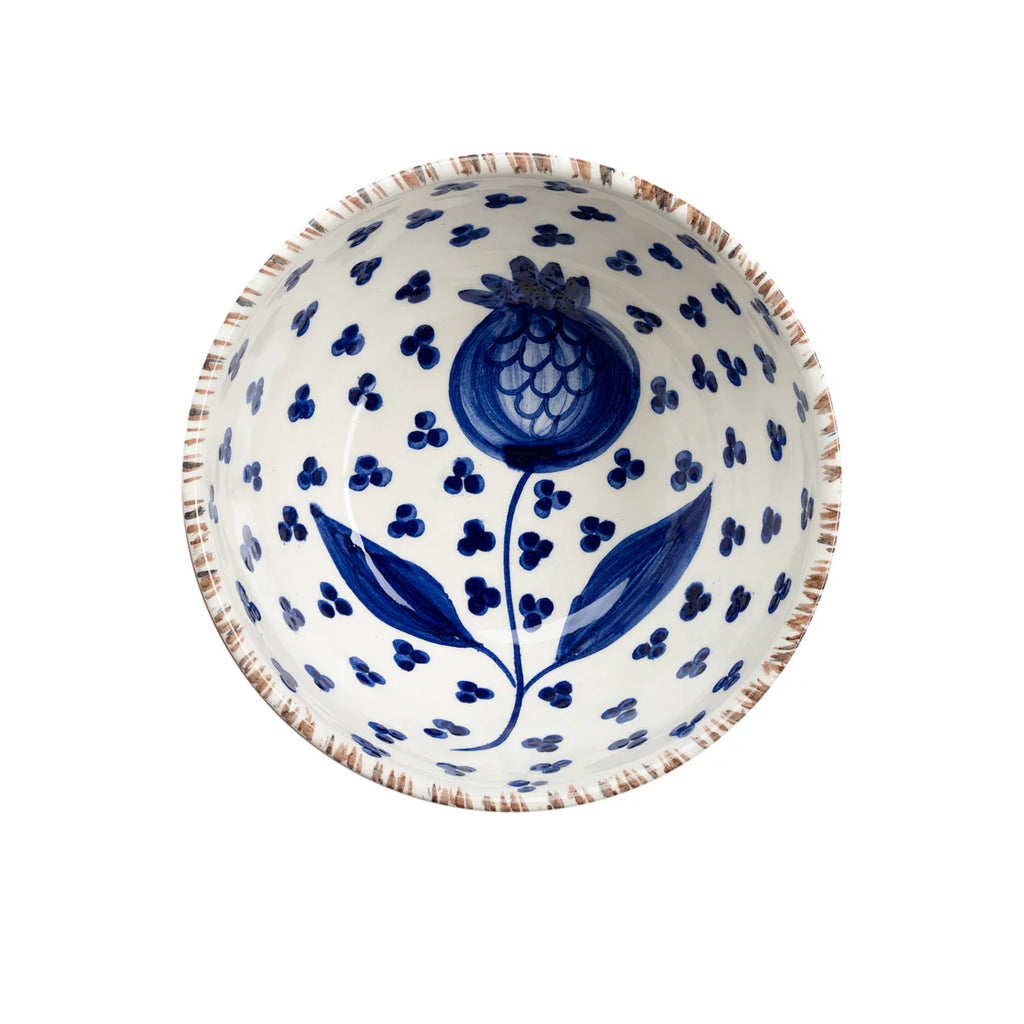 Madeira Wide Bowls – Pomegranate & Waves (Blue & White), Set of 2