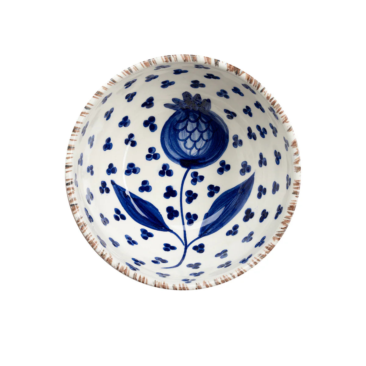 Madeira Wide Bowls – Pomegranate & Waves (Blue & White), Set of 2