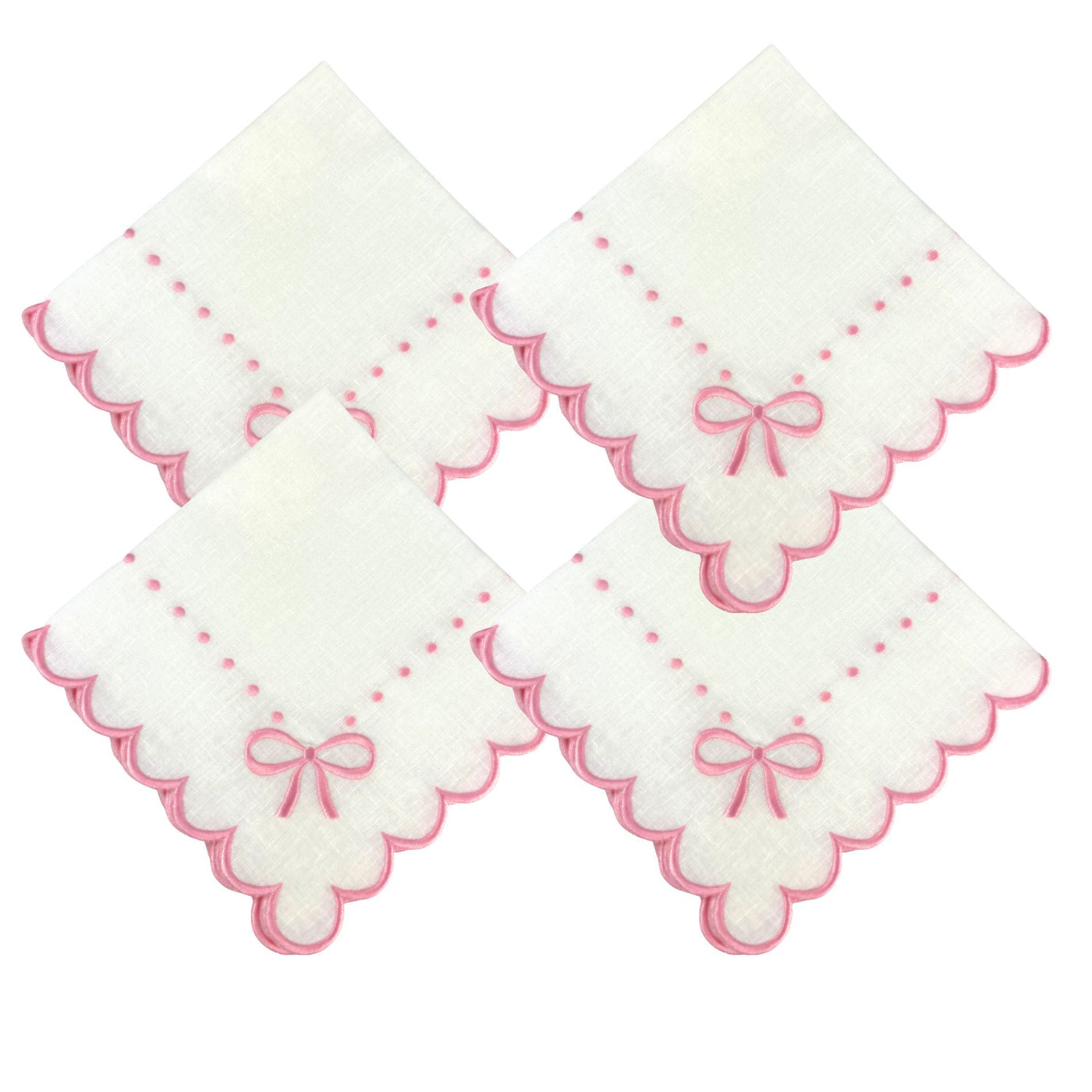 Studio Collection: Juliet Bows Napkins - White/Pink (Set of 4)