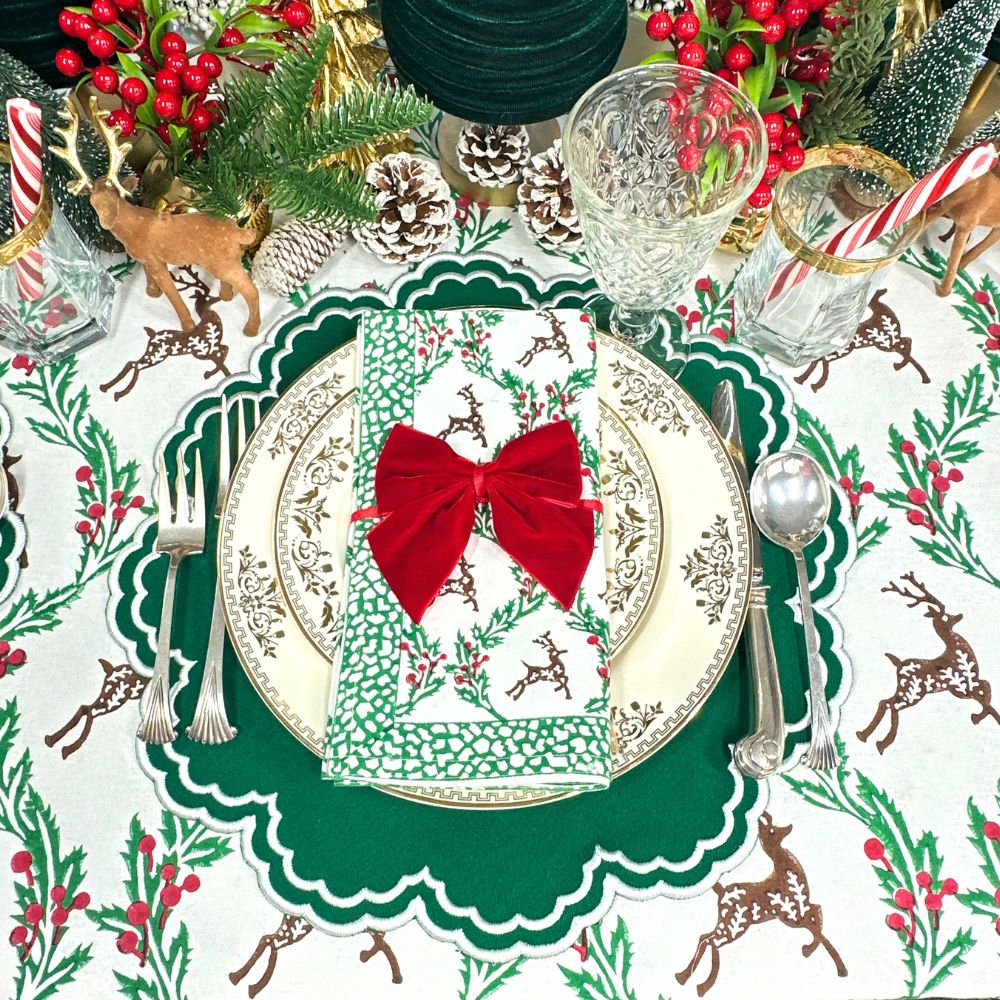 Red: Velvet Bow Napkin Ties - (Set of 4)