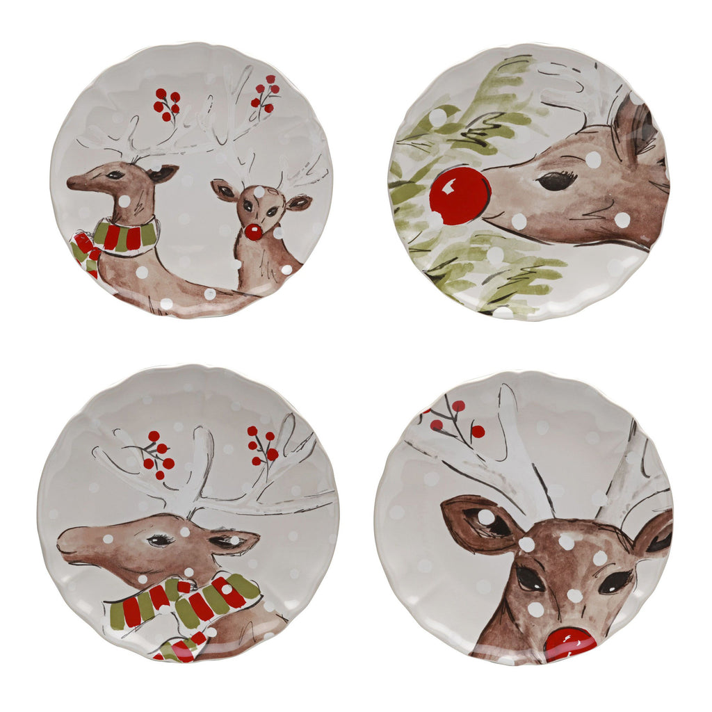 Deer Friends Set of 4 Salad/Dessert Plates