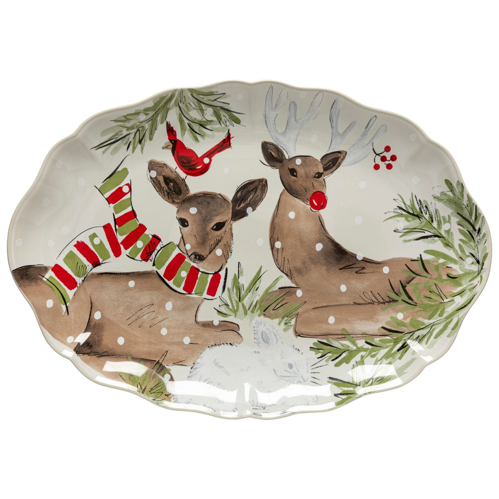 Deer Friends Large Oval Platter