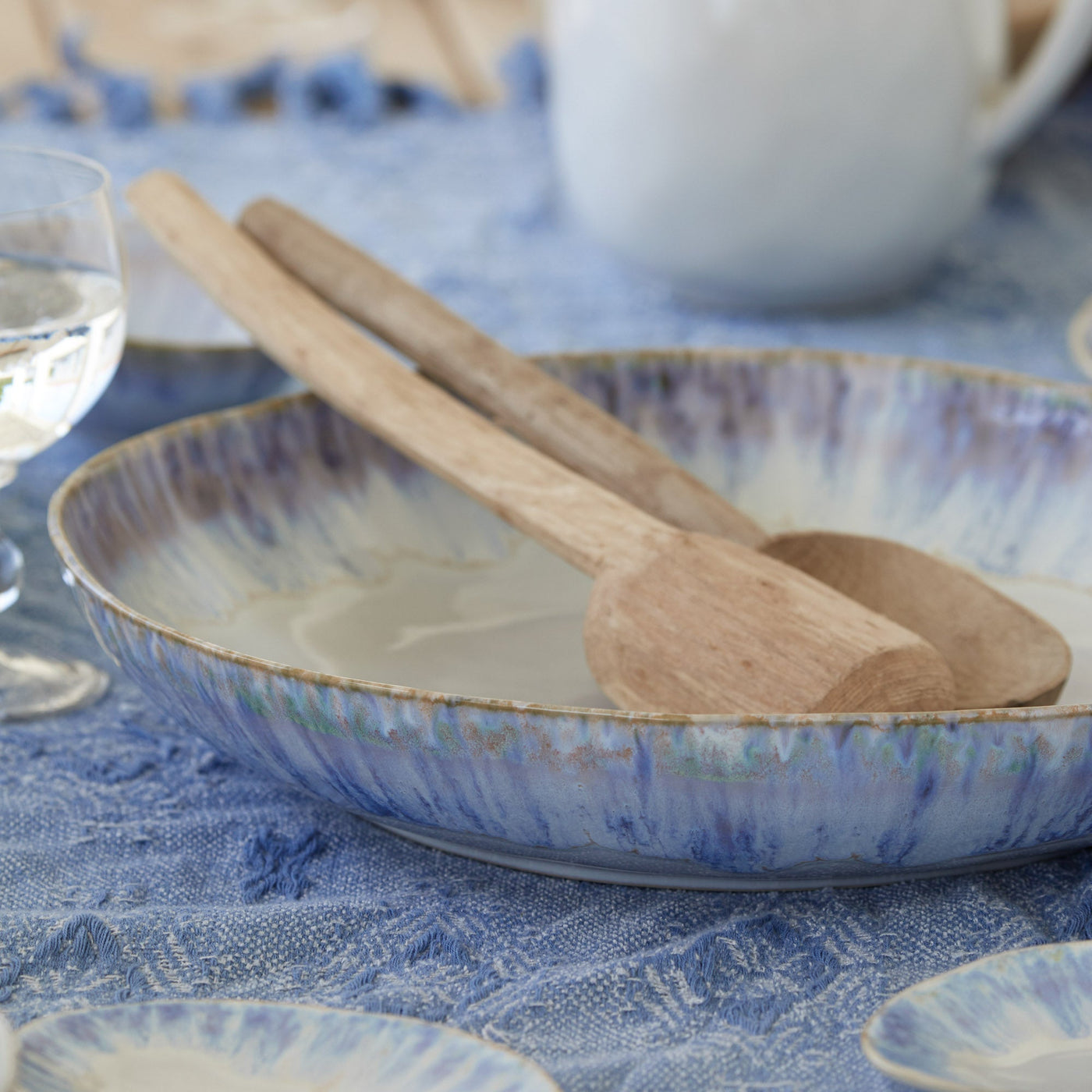 Brisa Low Serving Bowl - Ria Blue