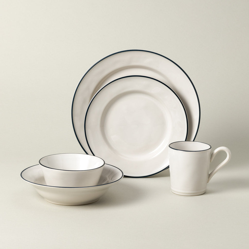 Beja 5-Piece Dinnerware Set (White with Blue)