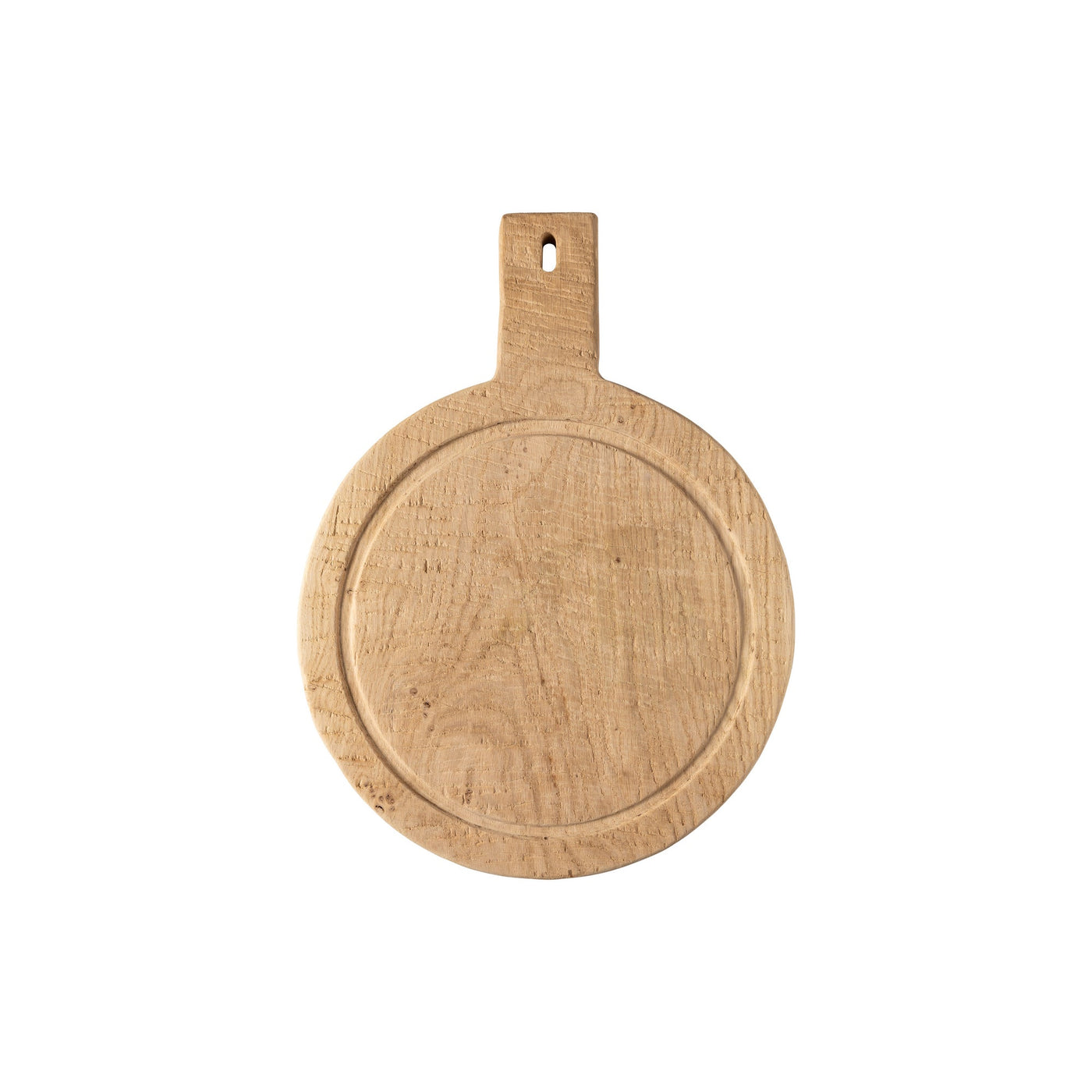 Round Oak Wood Cutting/Serving Board with Handle