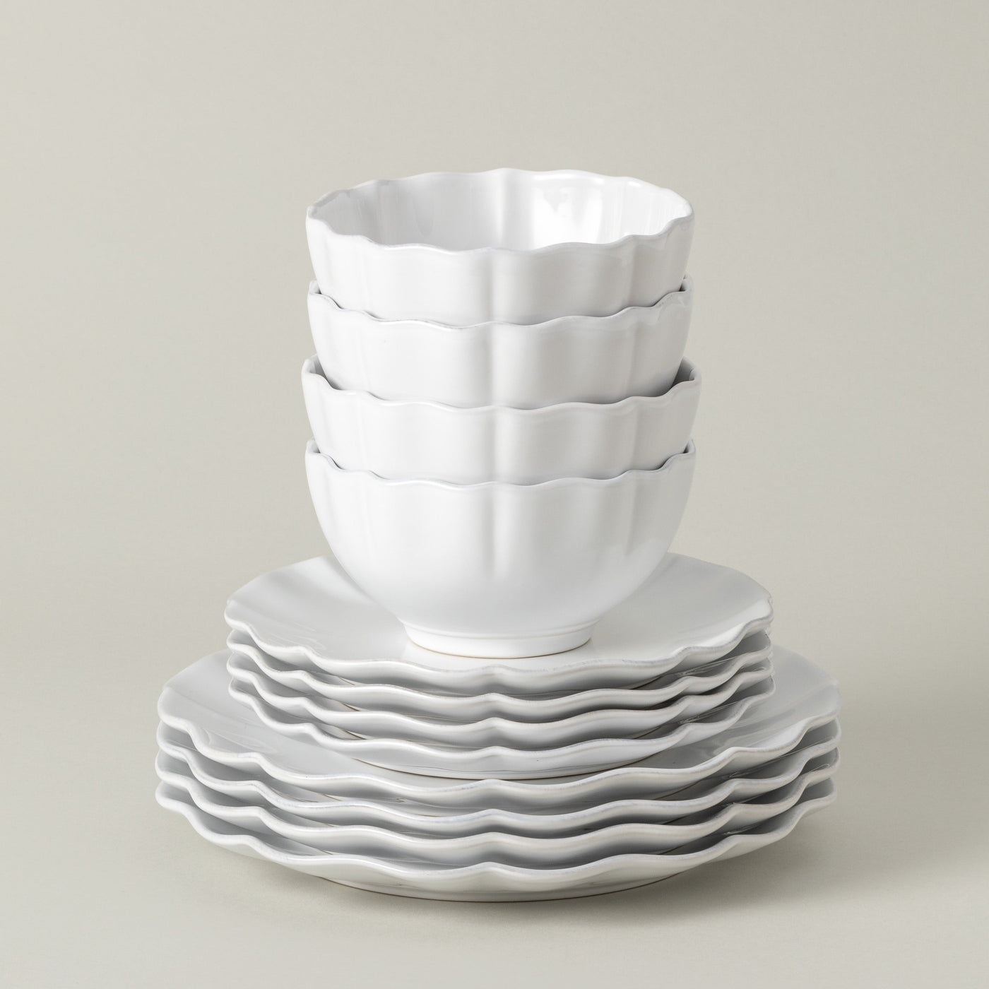 Rosa 12-Piece Dinnerware Set with Bowl (White)