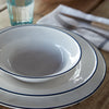 Beja 12-Piece Dinnerware Set with Soup/Pasta Plate (White with Blue)