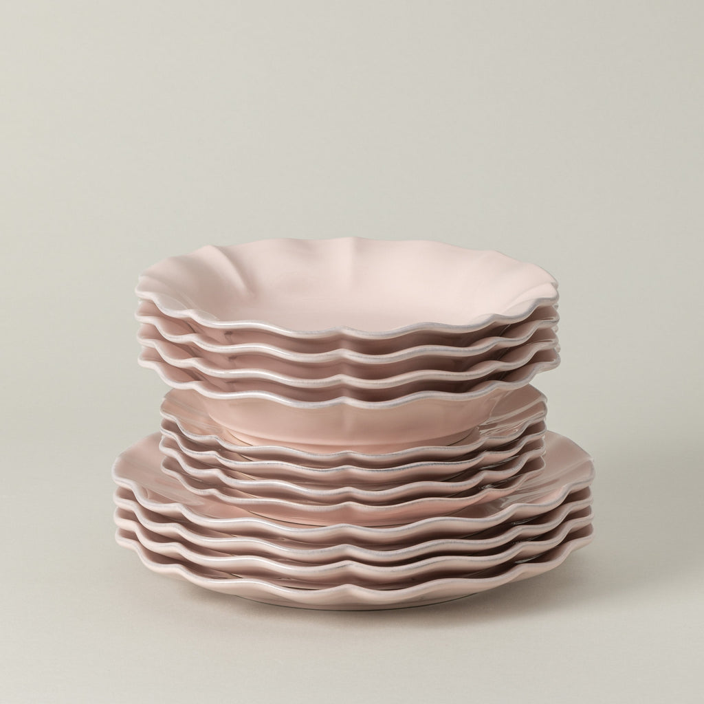 Rosa 12-Piece Dinnerware Set with Soup/Pasta Plate  (Rosé Pink)