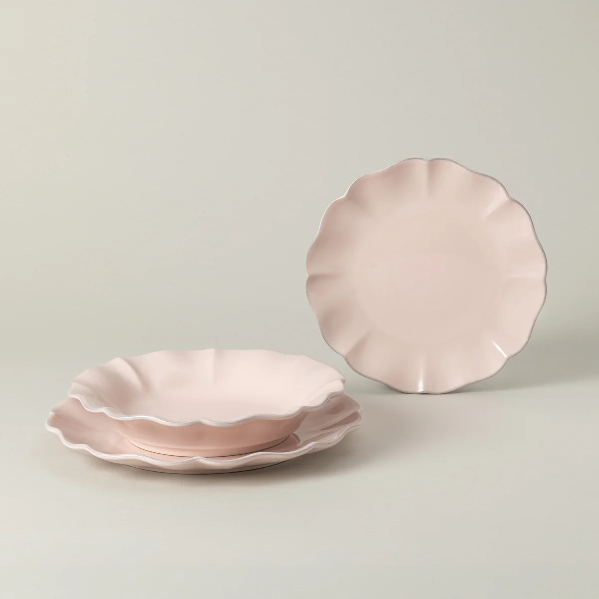Rosa 12-Piece Dinnerware Set with Soup/Pasta Plate  (Rosé Pink)