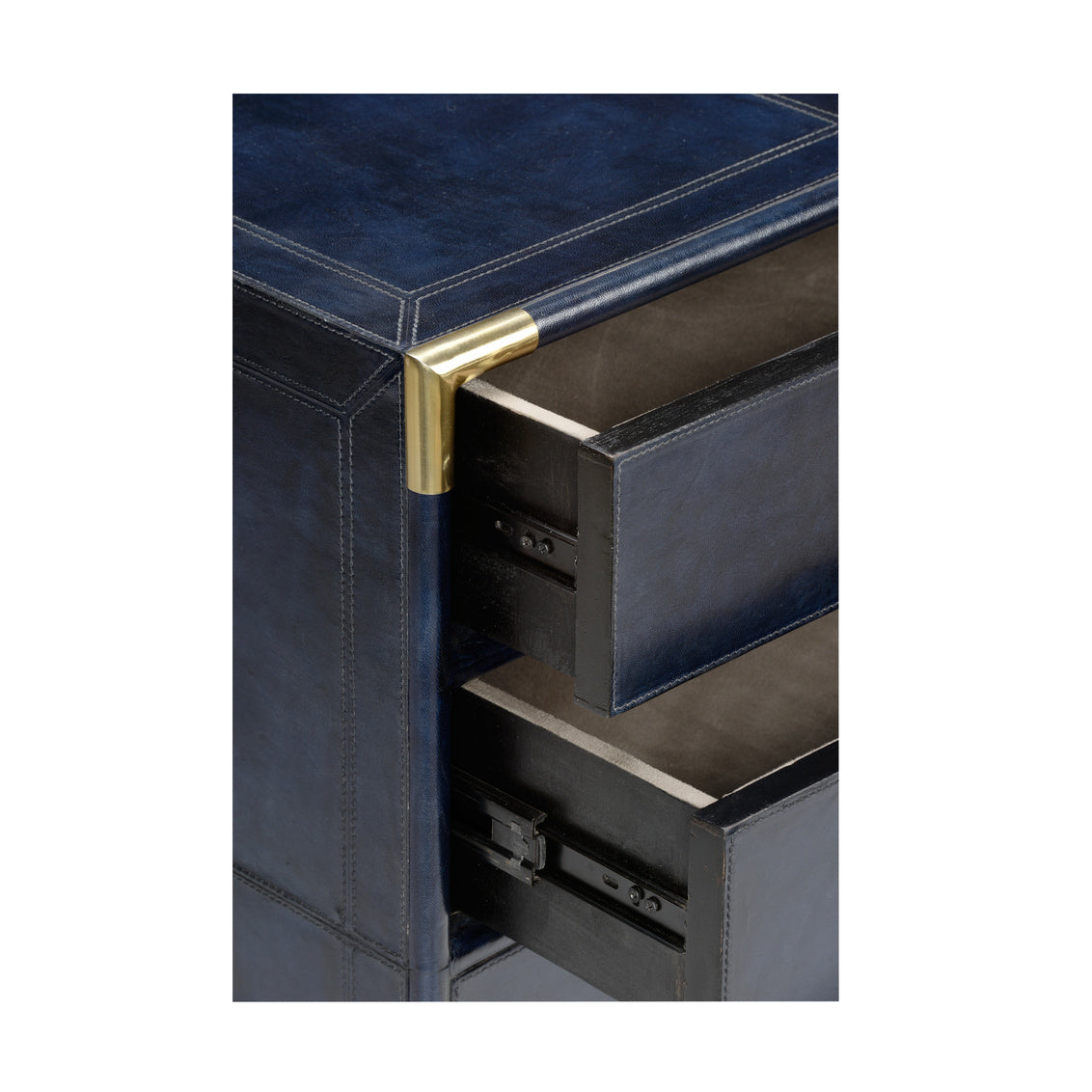 The Atticus Cabinet – Midnight Blue Leather & Brass