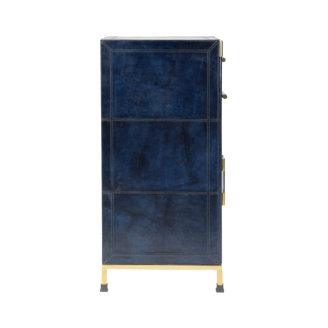 The Atticus Cabinet – Midnight Blue Leather & Brass