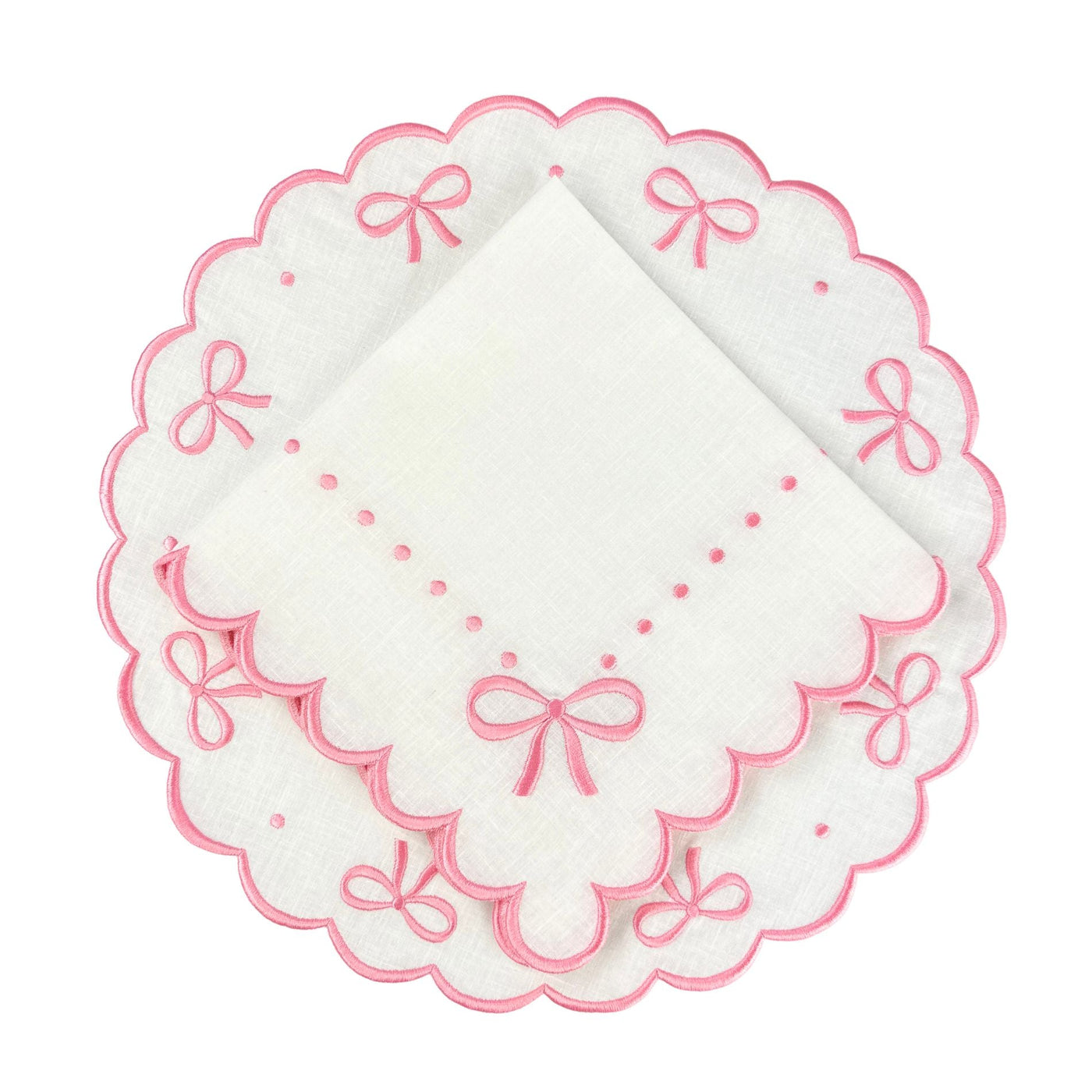 Studio Collection: Juliet Bows Napkins - White/Pink (Set of 4)