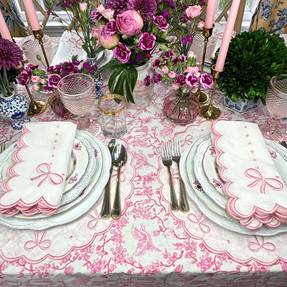 Studio Collection: Juliet Bows Napkins - White/Pink (Set of 4)
