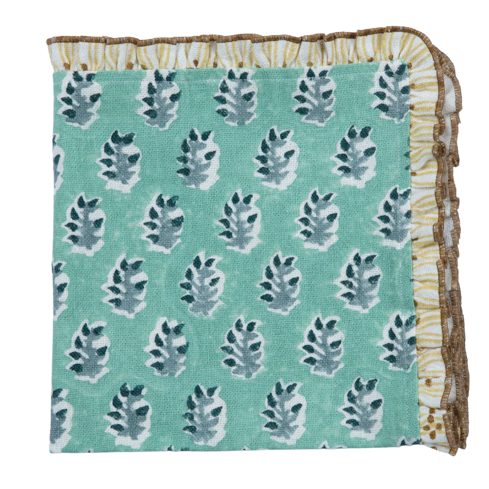 Bay Blue Block Print Table Linens