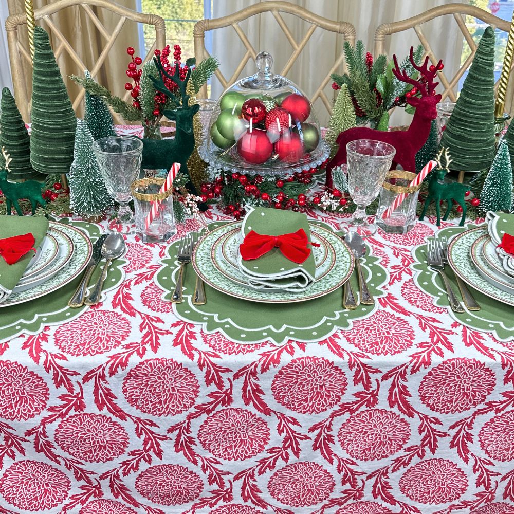 Red, Flowers & Vines - Tablecloth