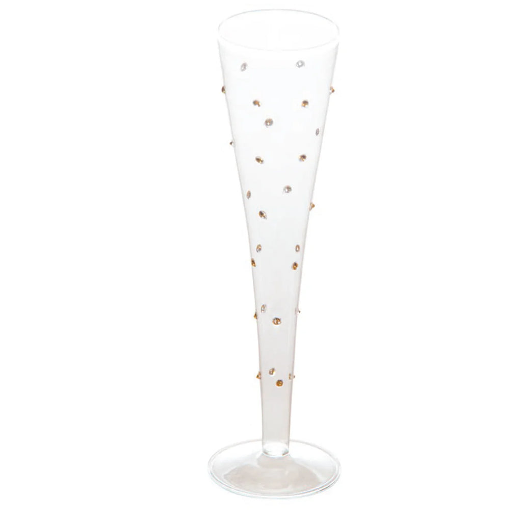 Gatsby Champagne Flute, Gold Dots (Set of 4)