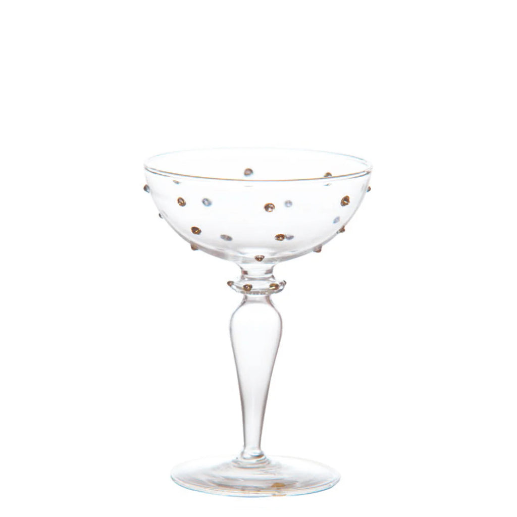 Gatsby Champagne Coupe, Gold Dots – Set of 4
