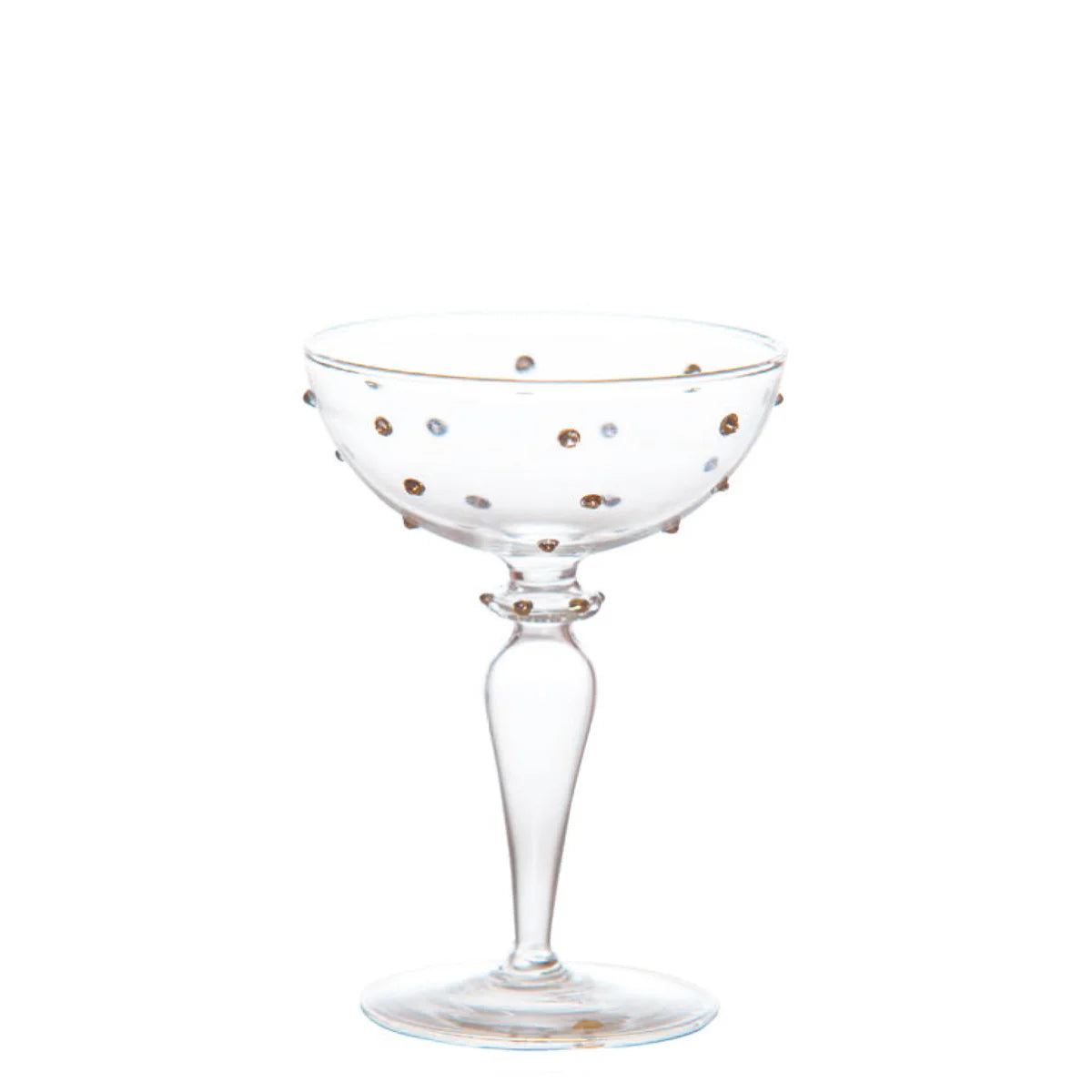 Gatsby Champagne Coupe, Gold Dots – Set of 4