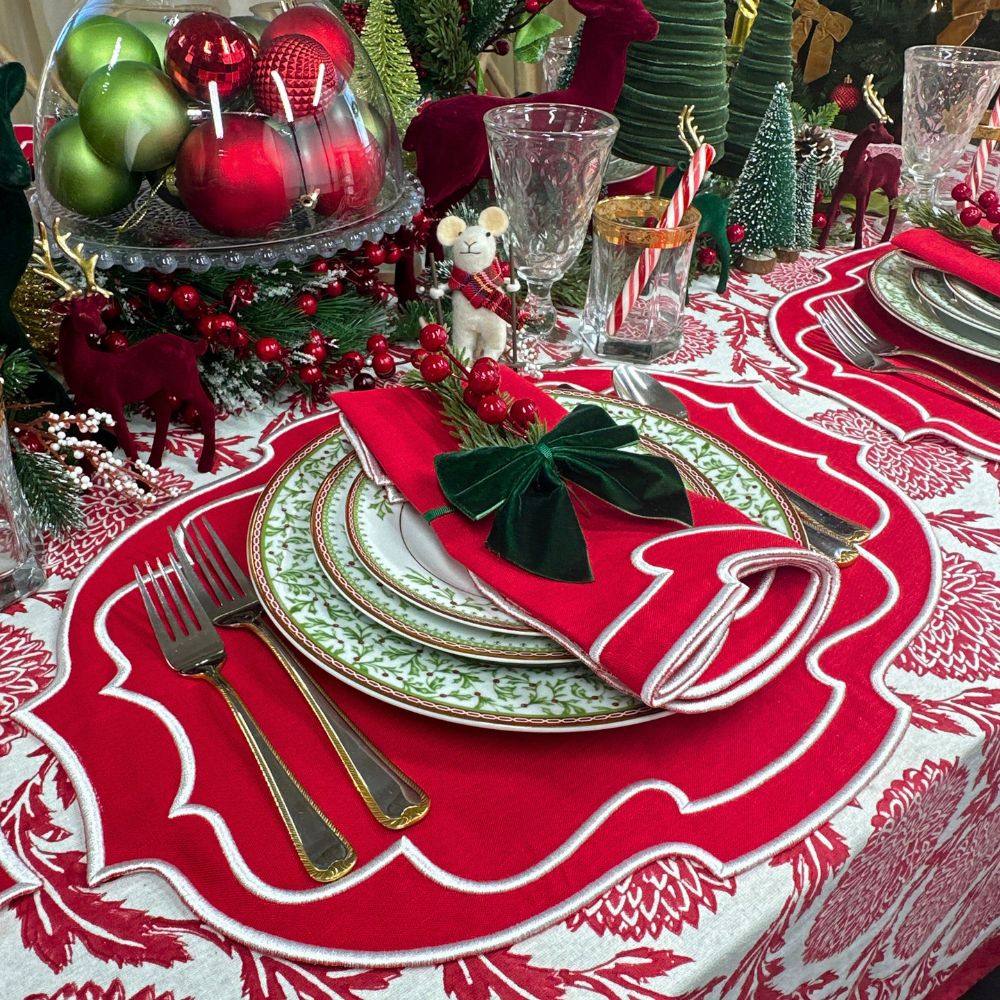 Red, Flowers & Vines - Tablecloth