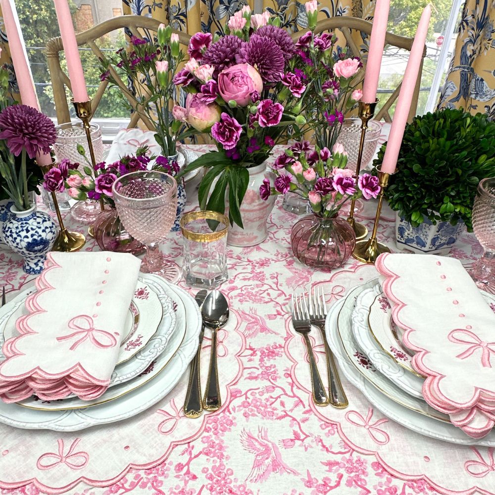 Studio Collection: Juliet Bows Placemats - White/Pink (Set of 4)
