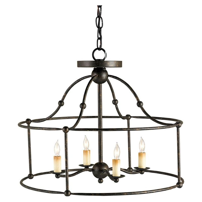 Fitzjames Black Semi-Flush Mount (Lantern)