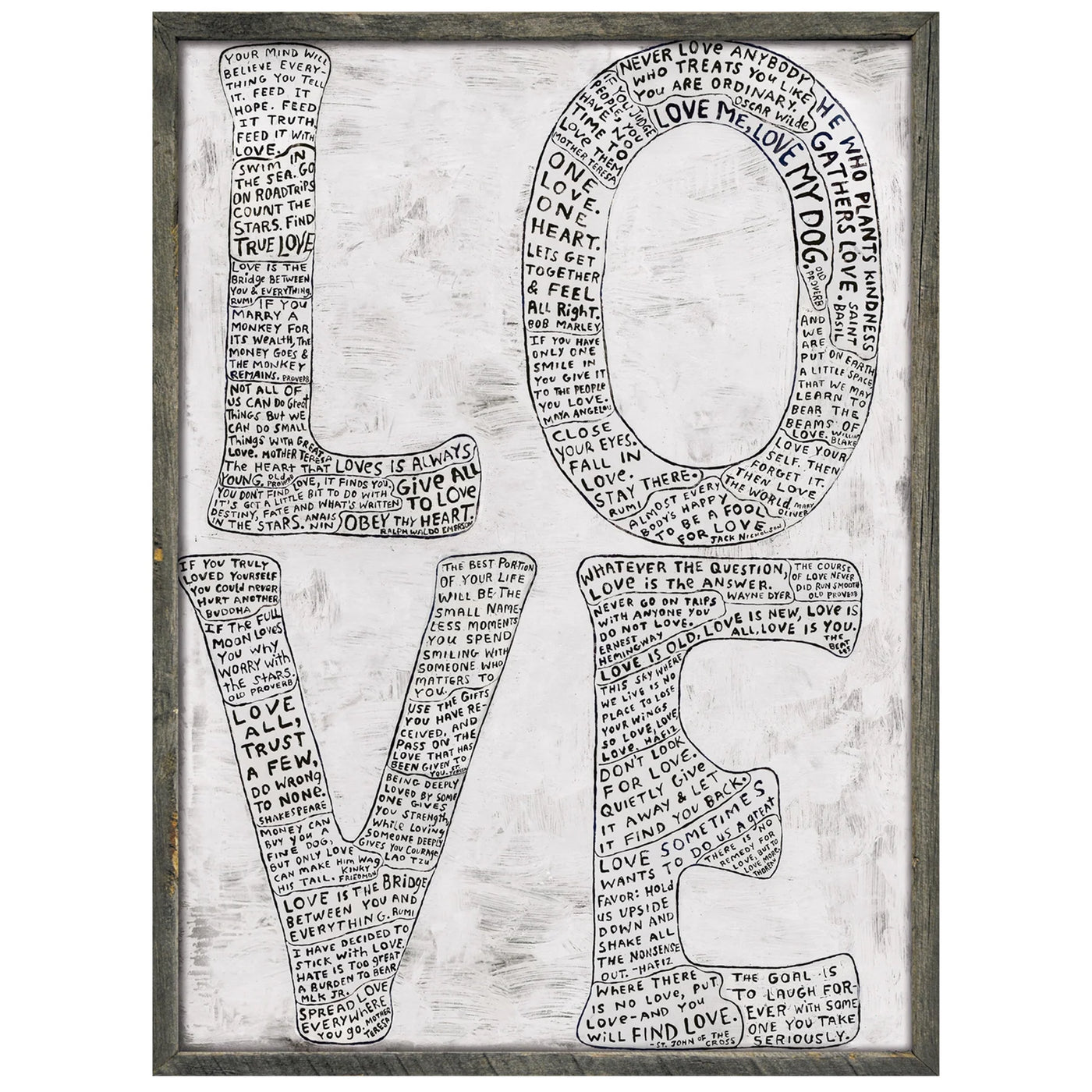 L‑O‑V‑E Art Print – Grey Wood