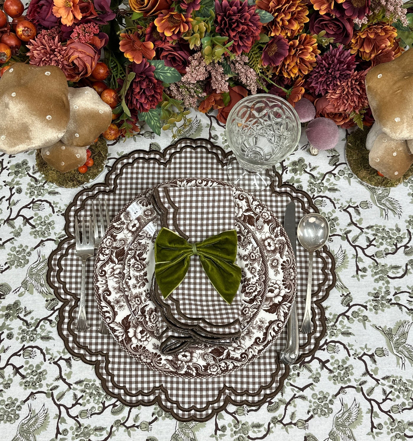 Sage Toile de Jouy Birds - Tablecloth